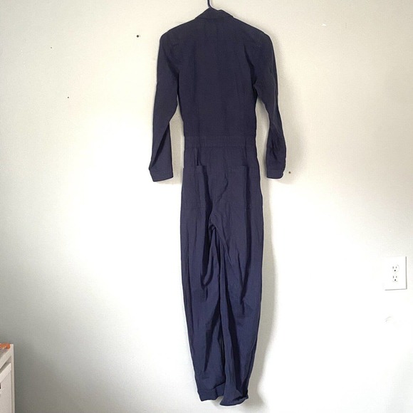 Lucky Brand Coverallls Womens Small Tie Front Boiler Suit Jumpsuit Navy Blue NEW - Picture 7 of 16